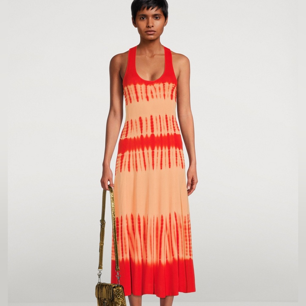 Proenza Schouler NEW Orange Tie Dye Knit Midi Dress NWT Size Large